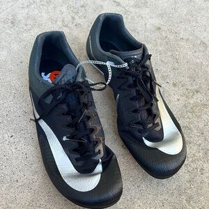 Nike Men's Rival Sprint Black & Silver Spikes Racing Cleat Shoe Size 11